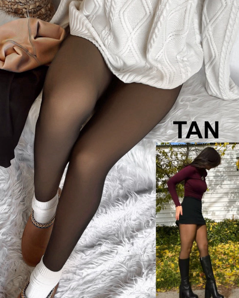 CozyGlow Translucent Fleece Lined Tights For Women Warmth