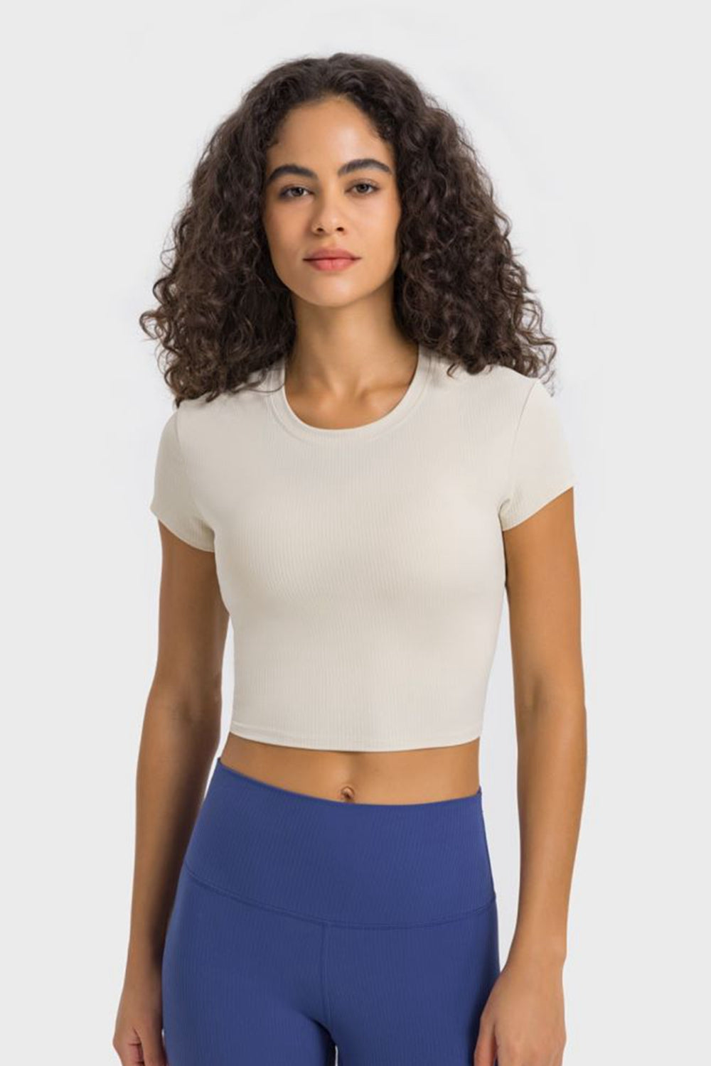 Cropped Active T Shirt - Nylon Spandex Comfort For Workouts