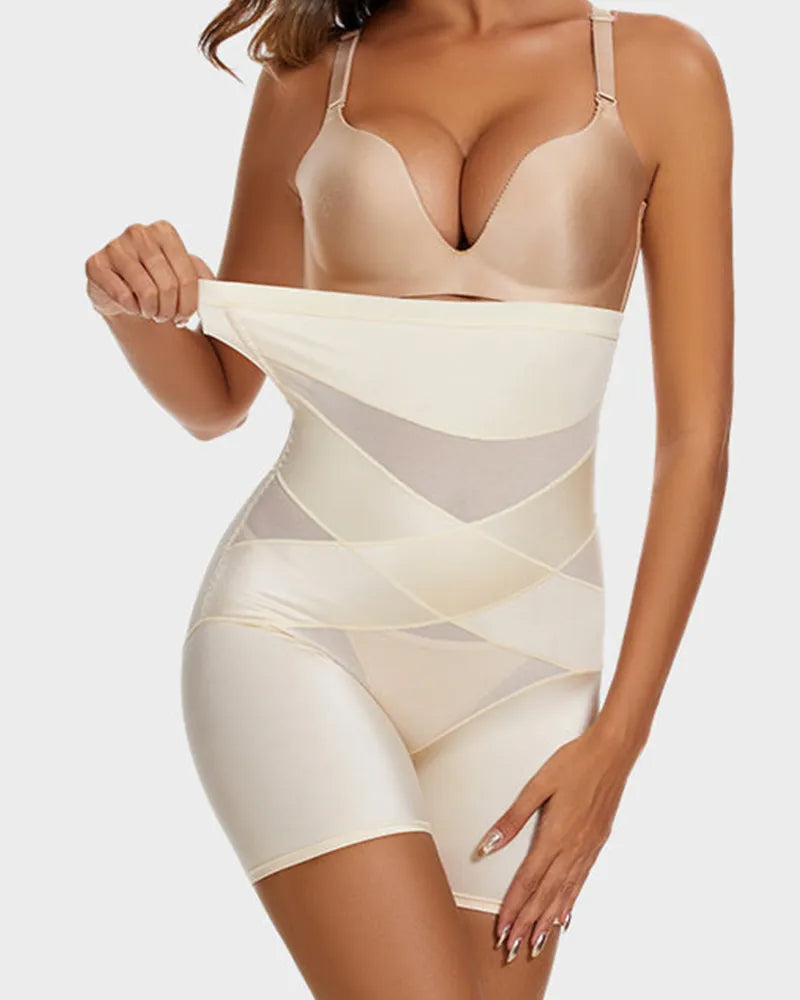 Crossover Bandage High Waist Hip-Lifting Shorts - Slimming