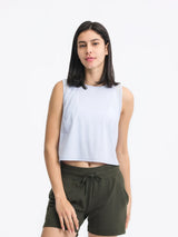 Millennia Round Neck Cropped Active Tank - Nylon Spandex