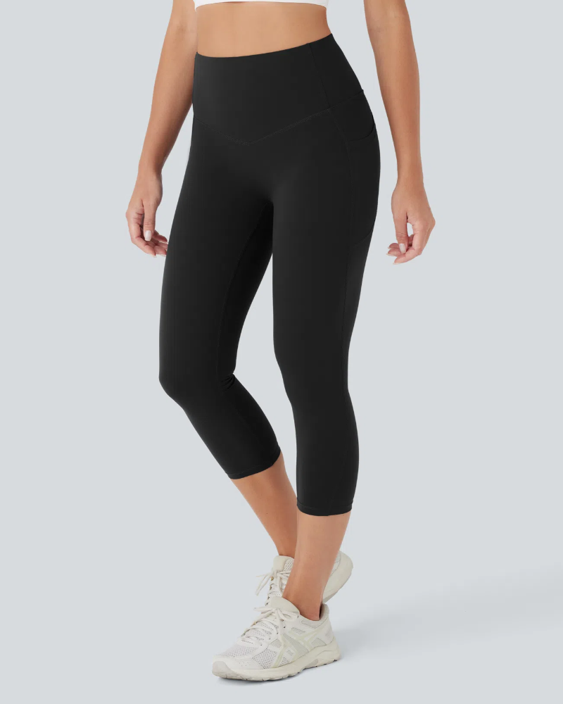 ⚡Flash Sale⚡High Waist Capri Leggings with Tummy Control and Pockets