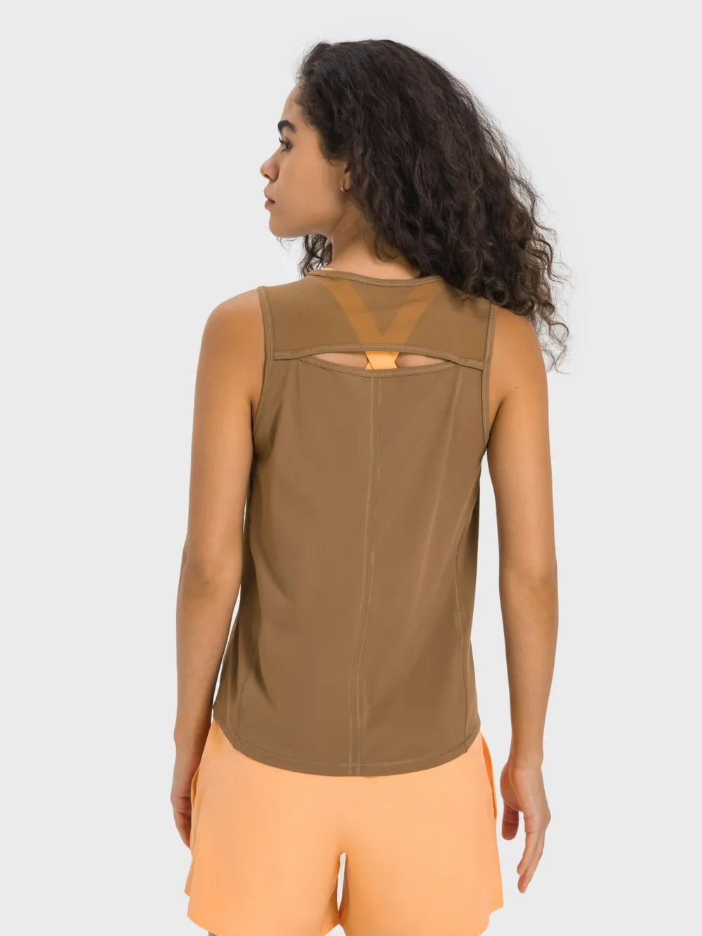 Millennia Cutout Back Round Neck Active Tank - Lightweight