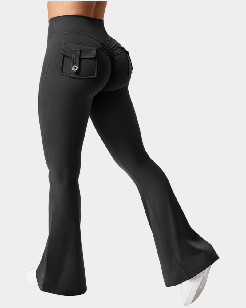 FlexFit Flared Leggings With Pockets Butt Lifting Pants
