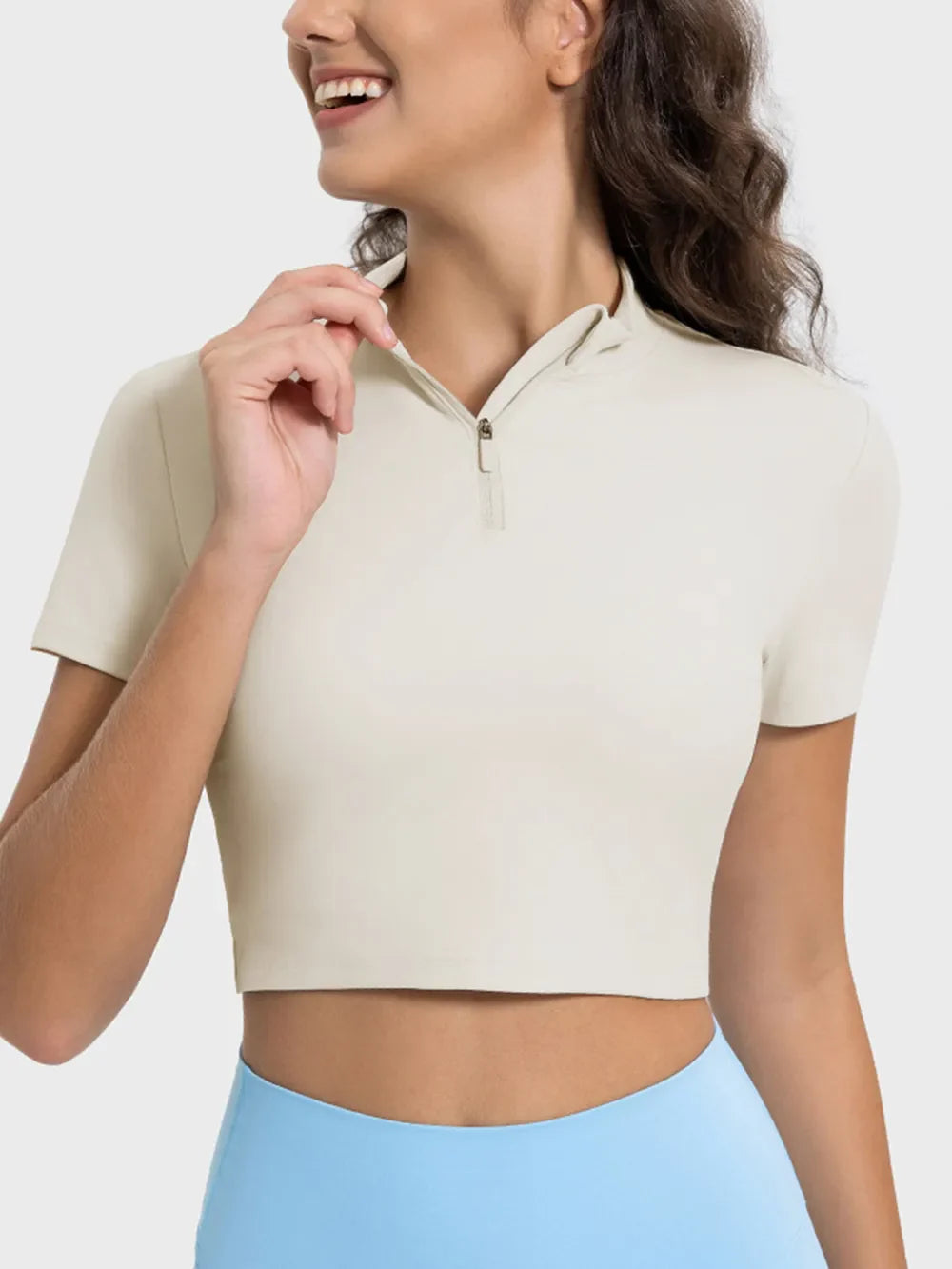 C-Thousand Millennia Quarter Zip Tee -Nylon Spandex Stretch