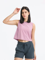 Millennia Round Neck Cropped Active Tank - Nylon Spandex