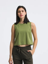 Millennia Round Neck Cropped Active Tank - Nylon Spandex