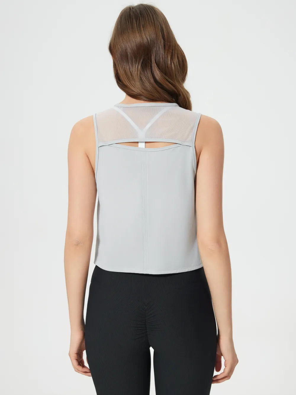 Millennia Round Neck Cropped Active Tank - Nylon Spandex