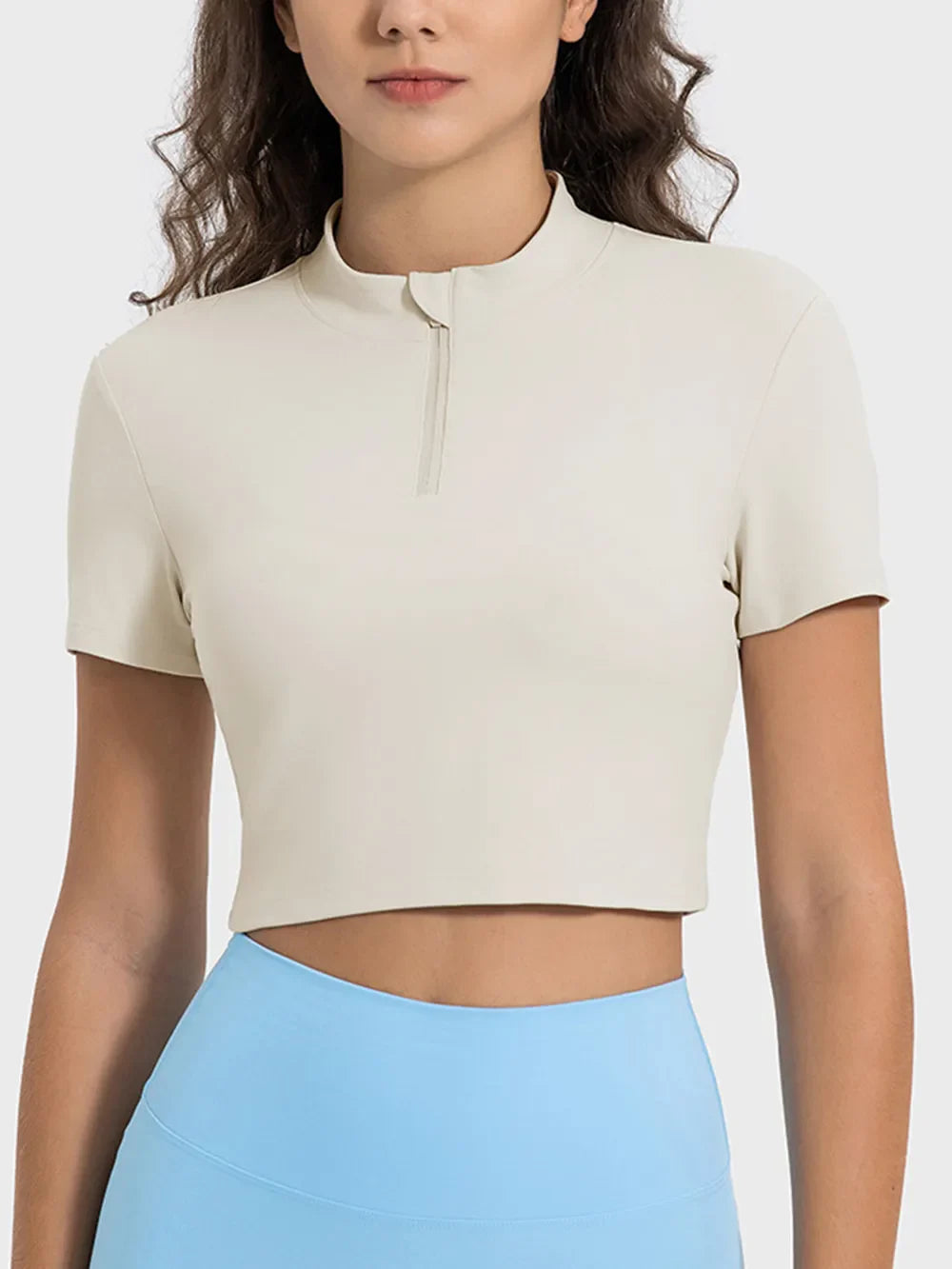 C-Thousand Millennia Quarter Zip Tee -Nylon Spandex Stretch