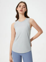 Millennia Cutout Back Round Neck Active Tank - Lightweight