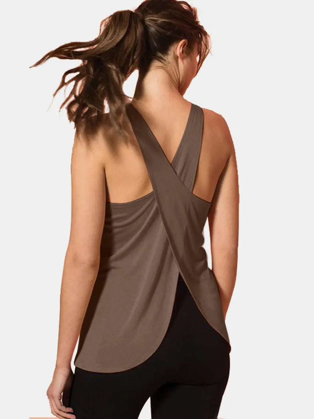 YWPR Crisscross Scoop Neck Active Tank - Stretchy Comfort