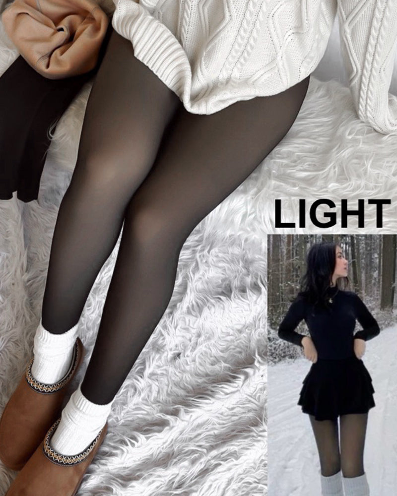 CozyGlow Translucent Fleece Lined Tights For Women Warmth