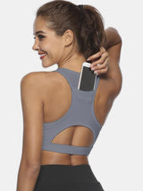 NovaFit Cutout Scoop Neck Active Sports Bra - Breathable