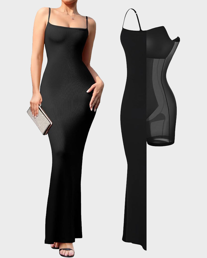 CurveGlow Shapewear Modal Maxi Slip Dress - Tummy Control