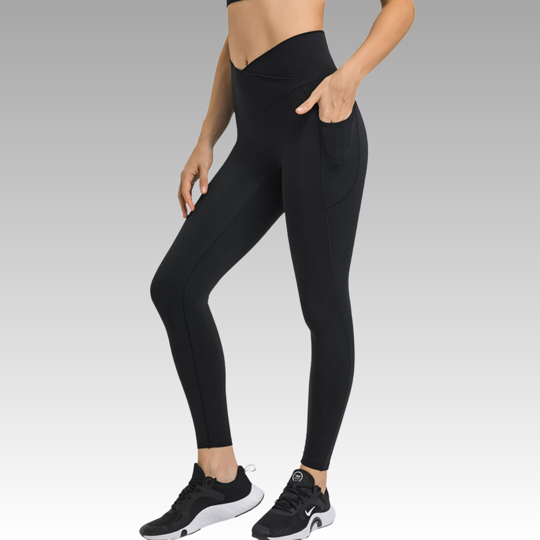 TrueFeat V-Waist Yoga Leggings - Pockets Included Soft Fit