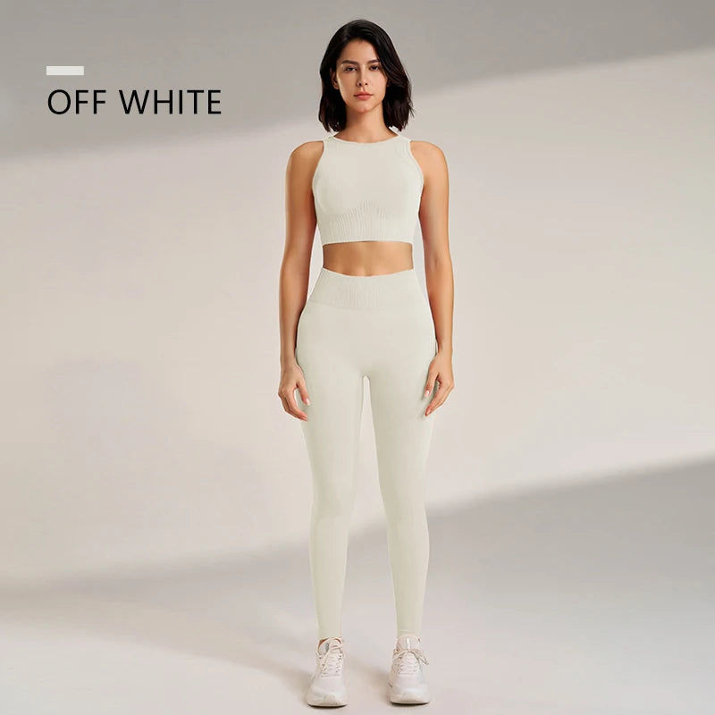 Yoga Clothing Set Women's High Waisted Leggings and Top Two Piece Seamless Fitness Exercise Clothing Fitness Underwear plus size