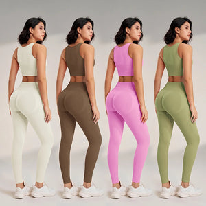 Yoga Clothing Set Women's High Waisted Leggings and Top Two Piece Seamless Fitness Exercise Clothing Fitness Underwear plus size