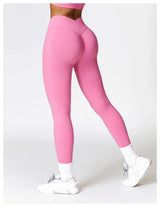 Women Athletic V Back Leggings Gym Outfit Fitness leggins Outdoor Yoga Pants Butt Lifting Sports Tights Nylon
