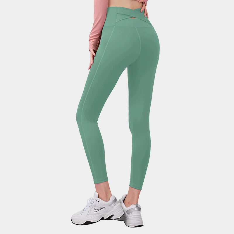 Yoga Pants For Women Elastic High Waist Cross Back Seamless Leggings Hip Lift Gym Tight Sportswear Fitness Sports Leggings