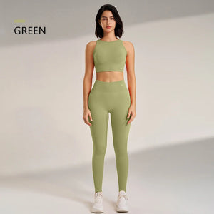 Yoga Clothing Set Women's High Waisted Leggings and Top Two Piece Seamless Fitness Exercise Clothing Fitness Underwear plus size