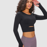 PulseFit Active Long Sleeve Crop Top - Strappy Back Comfort
