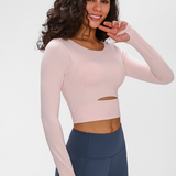 PulseFit Active Long Sleeve Crop Top - Strappy Back Comfort