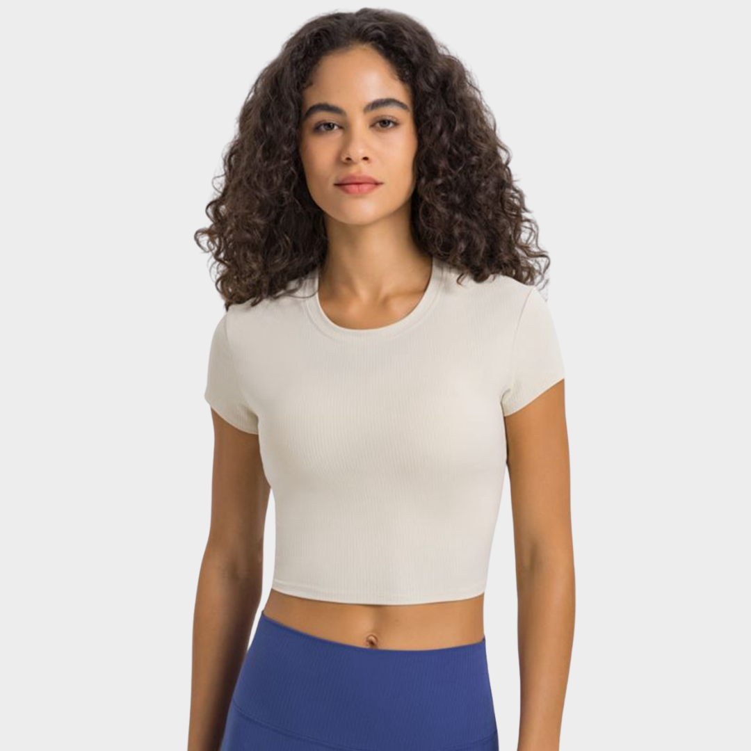 Cropped Active T Shirt - Nylon Spandex Comfort For Workouts