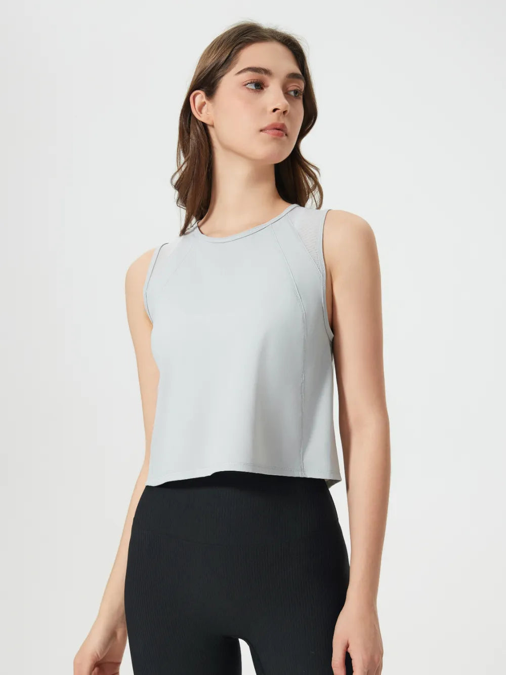 Millennia Round Neck Cropped Active Tank - Nylon Spandex