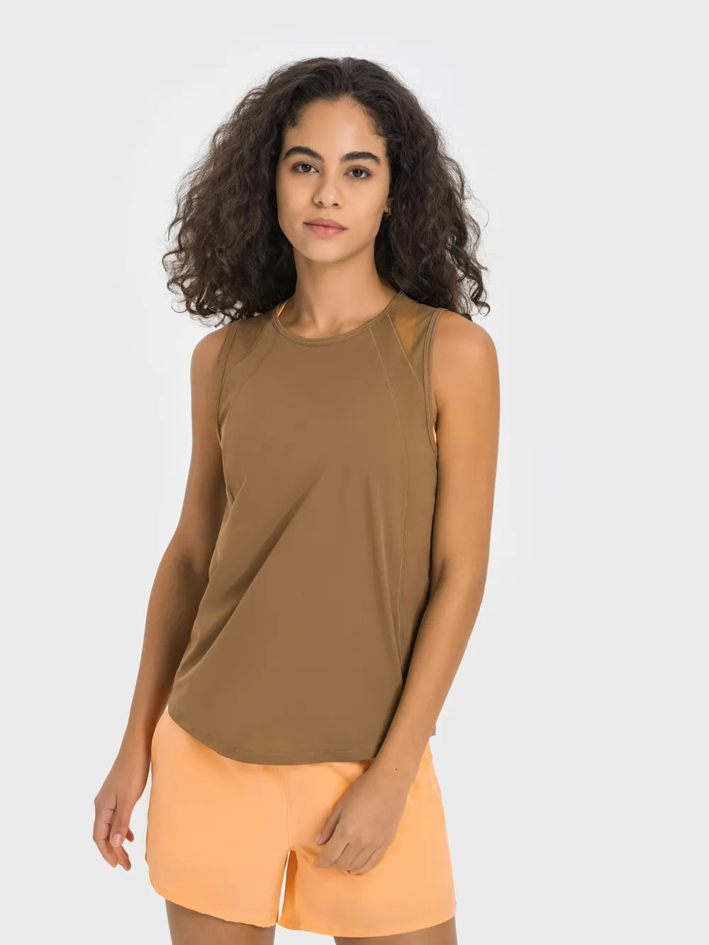 Millennia Cutout Back Round Neck Active Tank - Lightweight