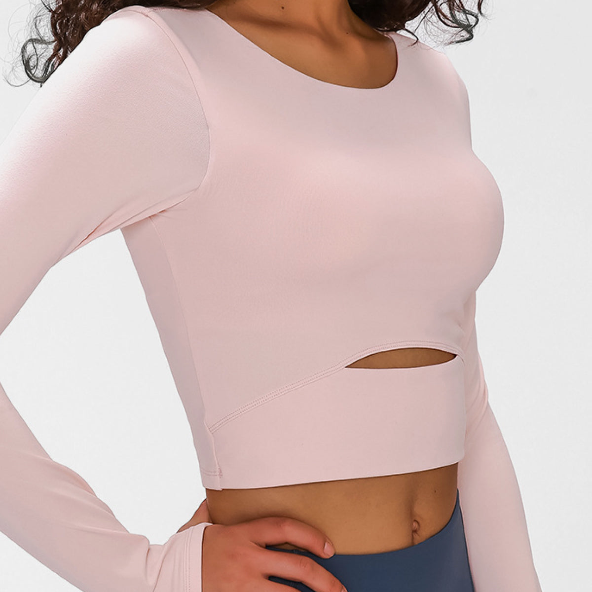 PulseFit Active Long Sleeve Crop Top - Strappy Back Comfort