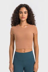 Cropped Active T Shirt - Nylon Spandex Comfort For Workouts