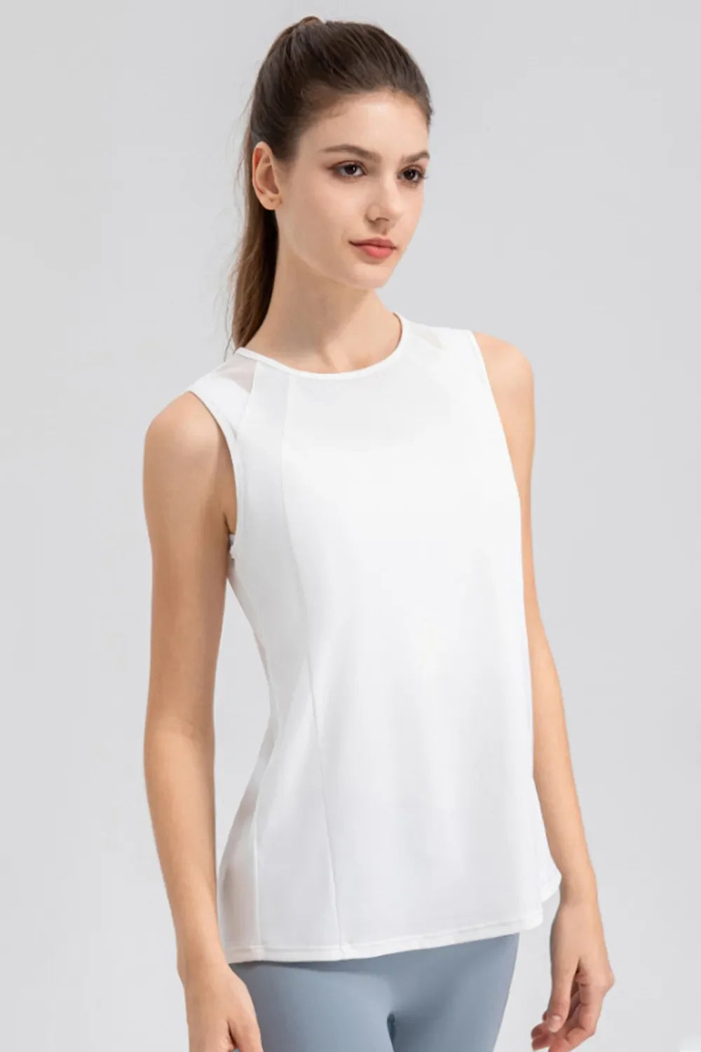 VitalWear Round Neck Wide Strap Active Tank - Soft Comfort