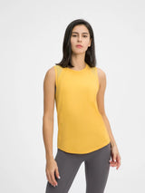 Millennia Cutout Back Round Neck Active Tank - Lightweight