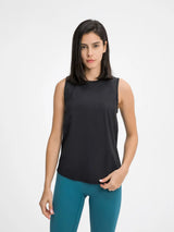Millennia Cutout Back Round Neck Active Tank - Lightweight