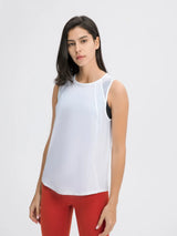 Millennia Cutout Back Round Neck Active Tank - Lightweight