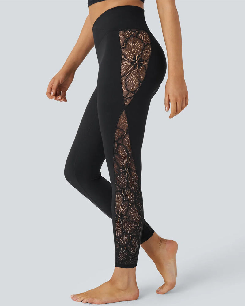 FlexiFit Yoga Leggings - High Waist Lace Panel Support