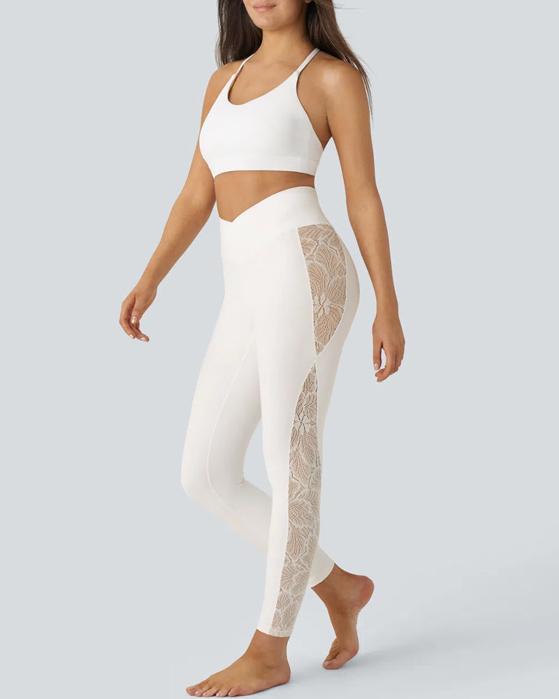 FlexiFit Yoga Leggings - High Waist Lace Panel Support