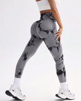 Curvyify Tie Dye Wide Waistband Sports Leggings Shaping Fit