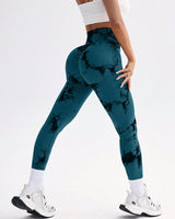 Curvyify Tie Dye Wide Waistband Sports Leggings Shaping Fit